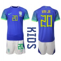 Brasilien Vinicius Junior #20 Auswärts Trikotsatz Kinder WM 2022 Kurzarm (+ Kurze Hosen)